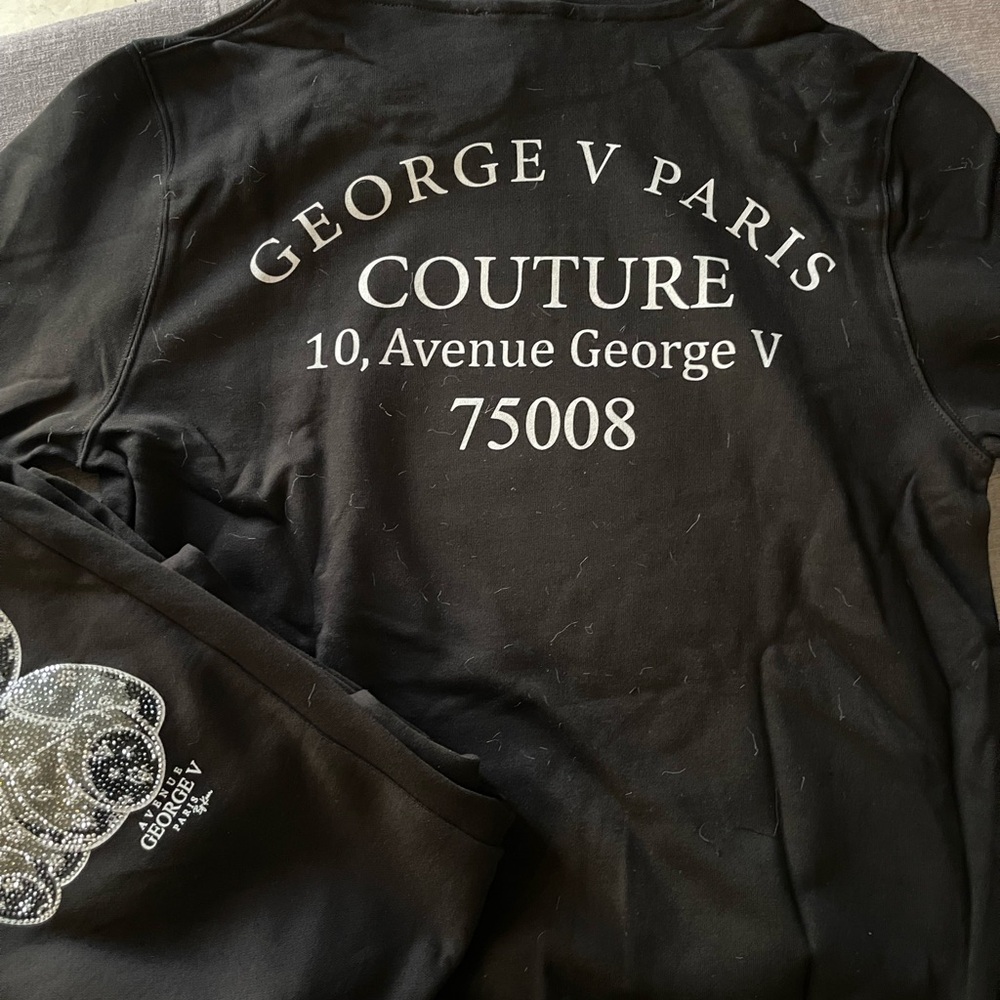 Avenue George V Paris Jogging suit Men’s Black sweatsuit Hoodie Tracksuit M  NWT - Picture 8 of 9